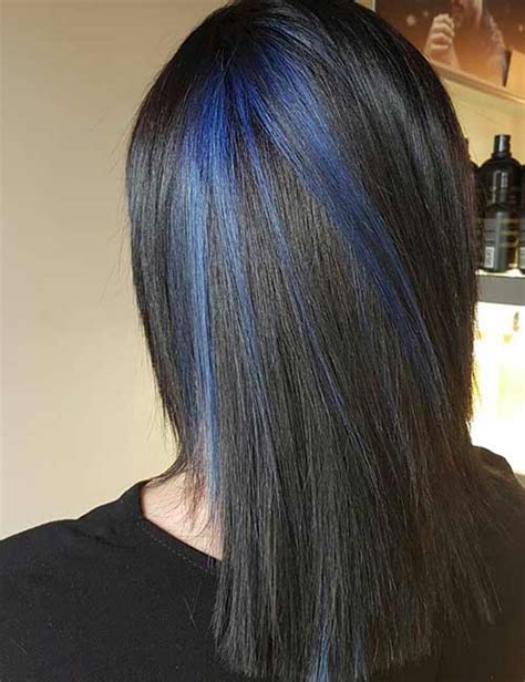 blue highlights on black hair|black hair with blue undertones.